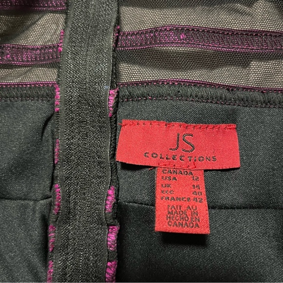 JS Collections sheer purple and black striped corset top size 12 boat neck party - Picture 3 of 6